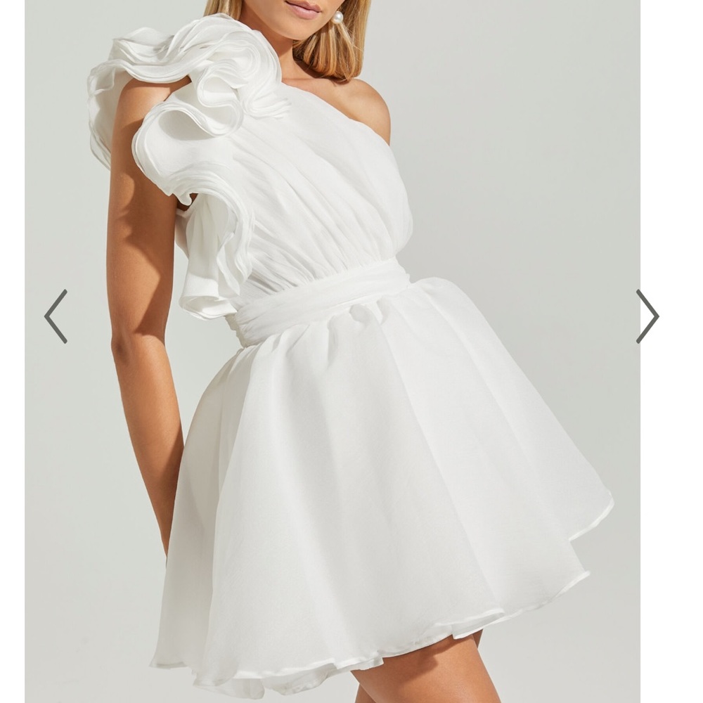 White bridal MacDuggal-like dress!